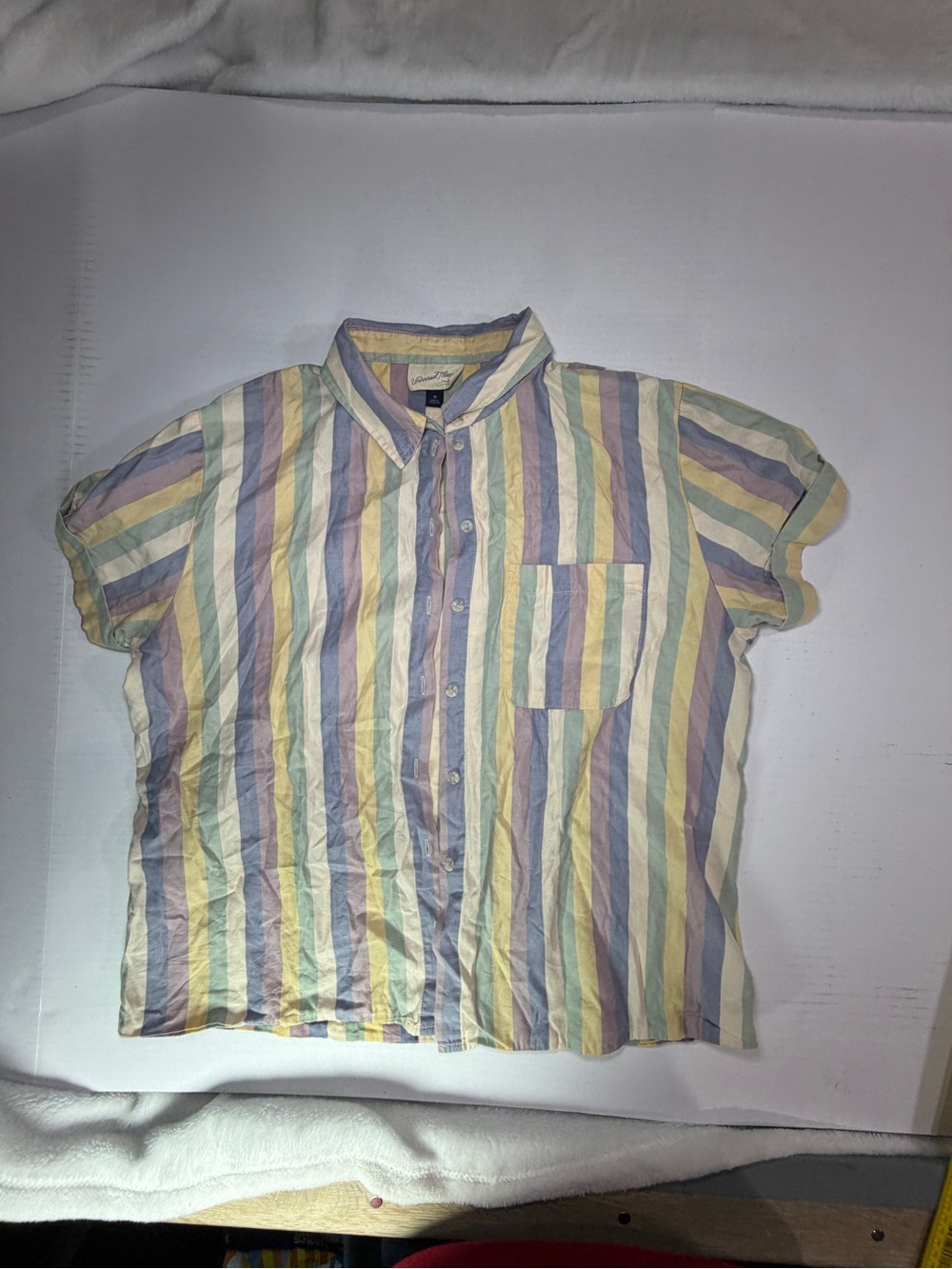 Universal Thread Pastel Striped Short-Sleeve Button-Down Shirt